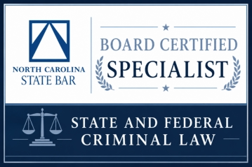NC State Bar Board Certificed Specialist in State and Federal Criminal Law badge